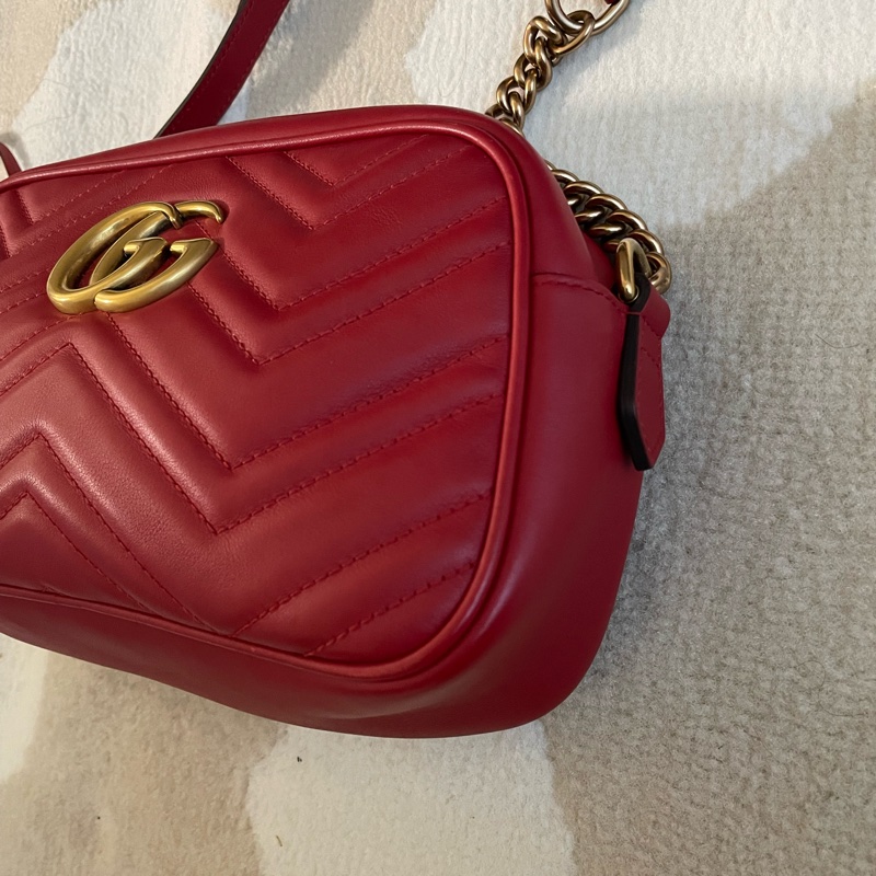 Gucci marmont 紅色相機包-5