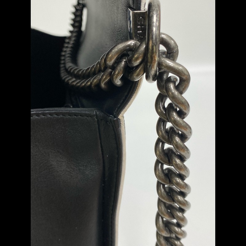 Chanel香奈兒 黑白拼色Leboy 肩背包-9