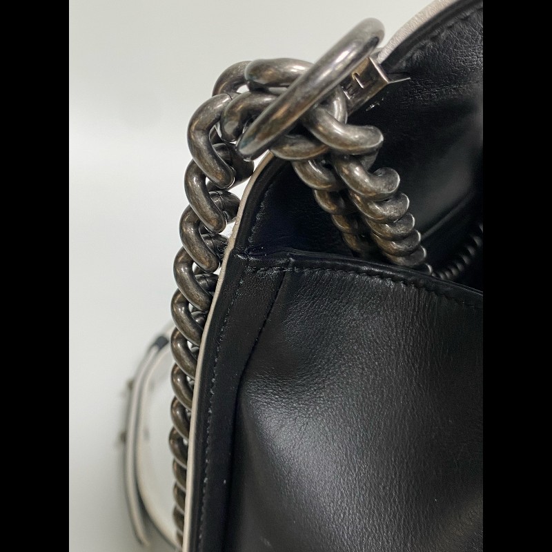 Chanel香奈兒 黑白拼色Leboy 肩背包-12