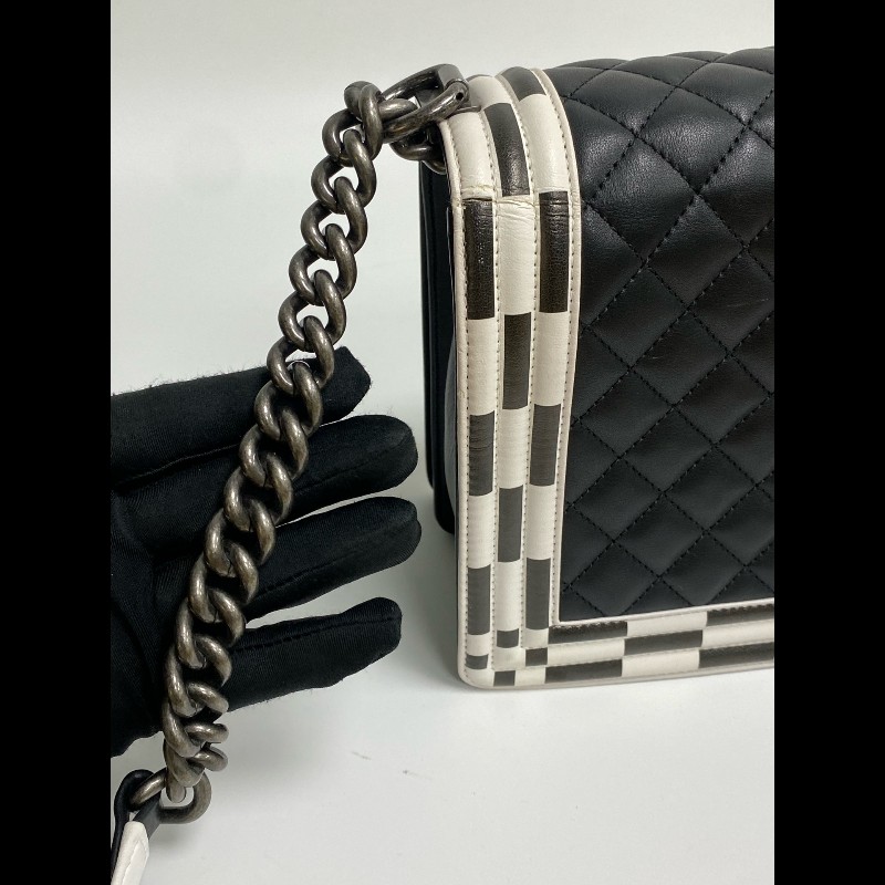 Chanel香奈兒 黑白拼色Leboy 肩背包-20