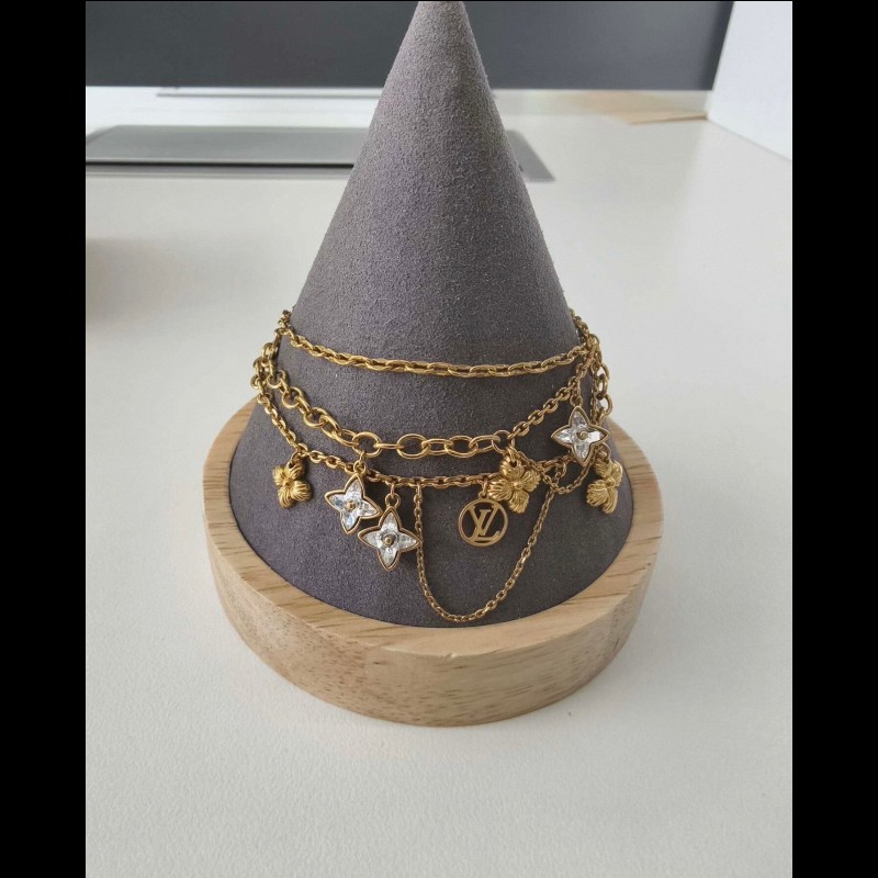 LV 字母花卉水晶多層手鏈-11