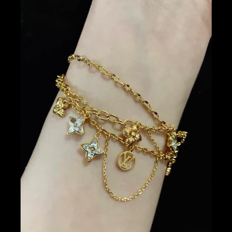 LV 字母花卉水晶多層手鏈-13