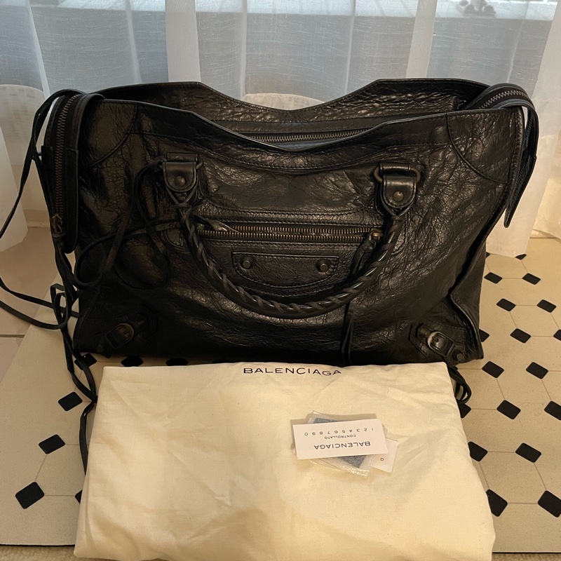 Balenciaga 黑色機車包-0