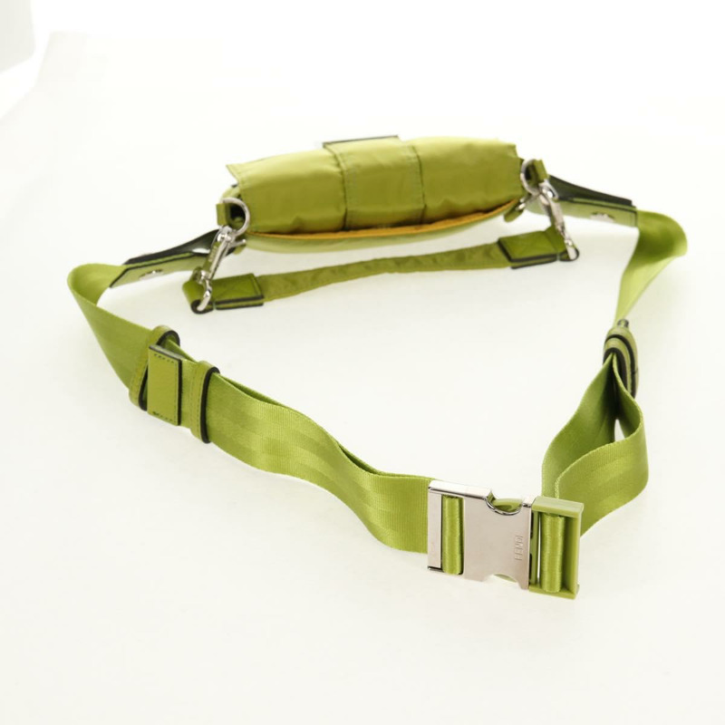 【日本直送】FENDI POTER 肩背包 尼龍 兩用 綠色 銀色 正品 121360M-7