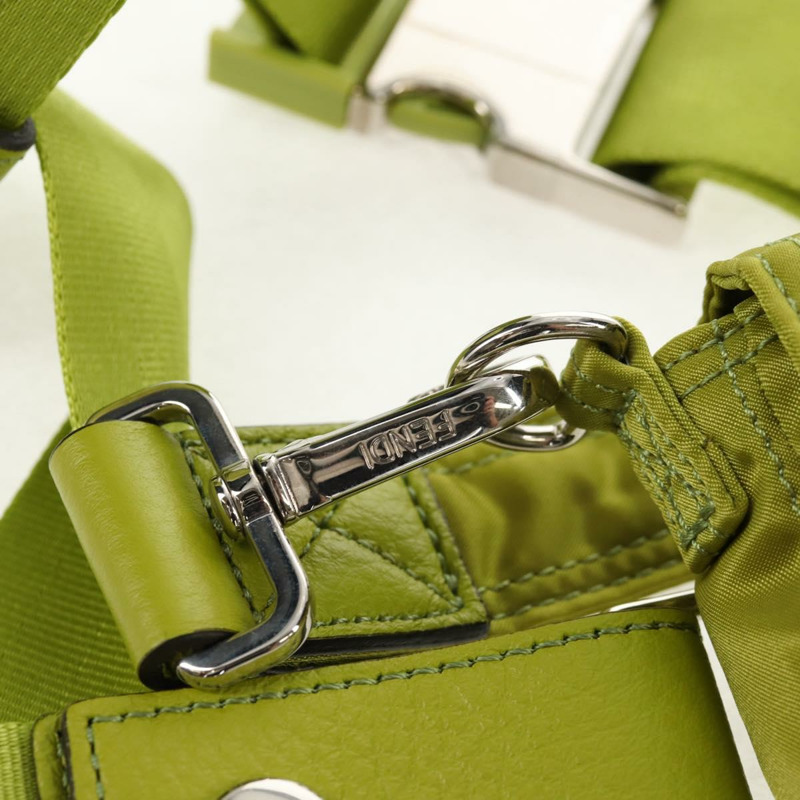 【日本直送】FENDI POTER 肩背包 尼龍 兩用 綠色 銀色 正品 121360M-21