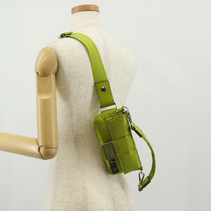 【日本直送】FENDI POTER 肩背包 尼龍 兩用 綠色 銀色 正品 121360M-28