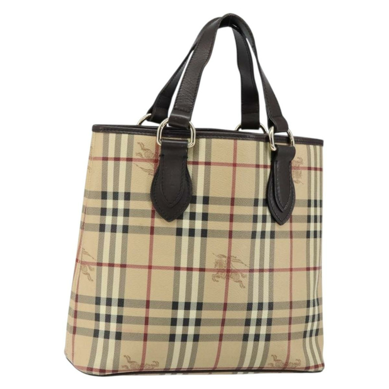 【日本直送】BURBERRY Nova 格紋手提包 PVC 皮革 米色 金色 正品 148869-0