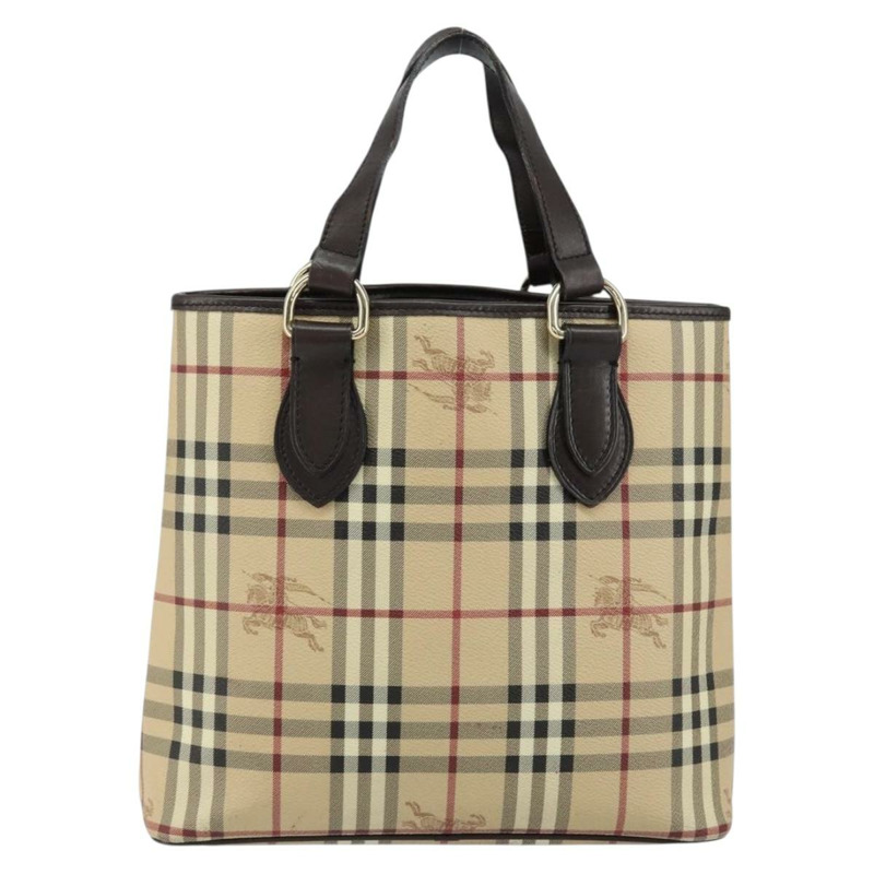 【日本直送】BURBERRY Nova 格紋手提包 PVC 皮革 米色 金色 正品 148869-1