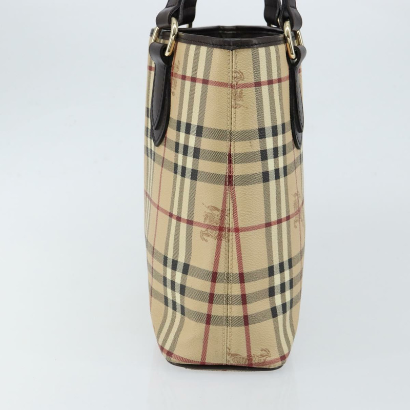 【日本直送】BURBERRY Nova 格紋手提包 PVC 皮革 米色 金色 正品 148869-2