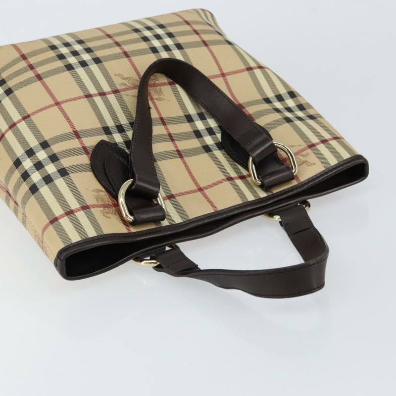 【日本直送】BURBERRY Nova 格紋手提包 PVC 皮革 米色 金色 正品 148869-5