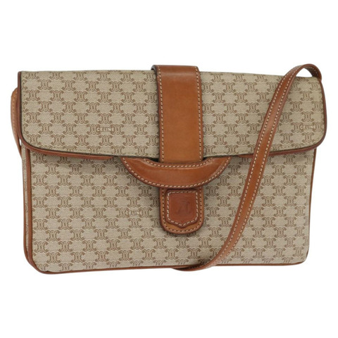 CELINE Macadam帆布肩背包 PVC米色金色 正品 150387