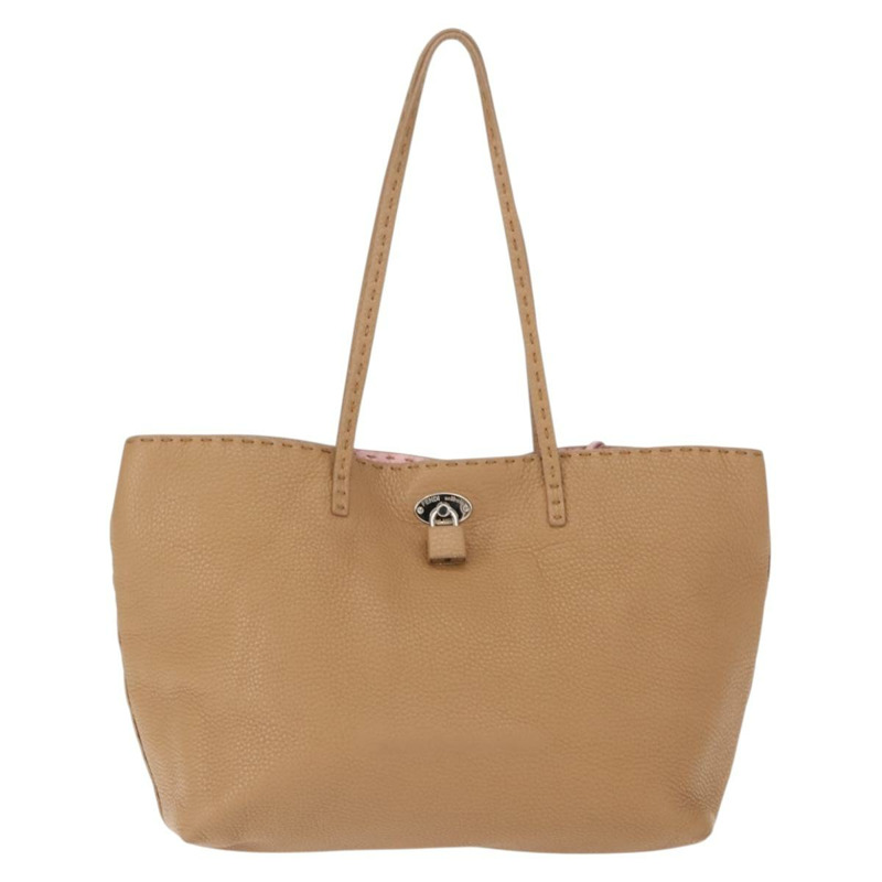 【日本直送】FENDI Celeria 手提包 皮革 米色 銀色 正品 150443-1