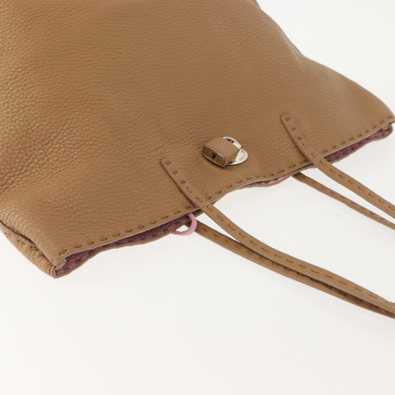 【日本直送】FENDI Celeria 手提包 皮革 米色 銀色 正品 150443-5
