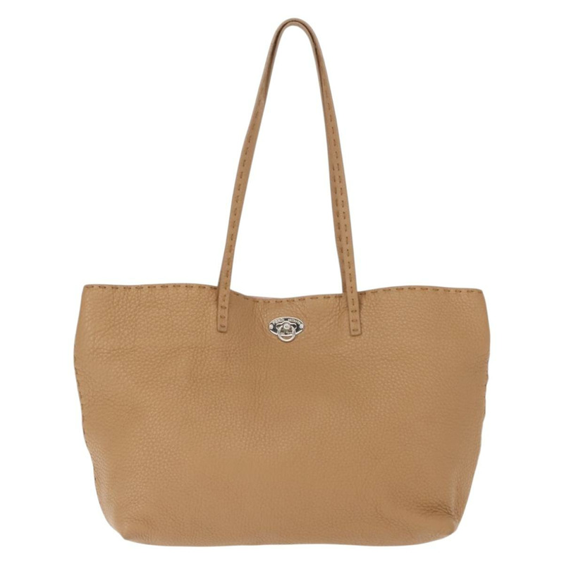 【日本直送】FENDI Celeria 手提包 皮革 米色 銀色 正品 150443-12