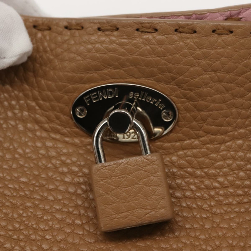 【日本直送】FENDI Celeria 手提包 皮革 米色 銀色 正品 150443-18