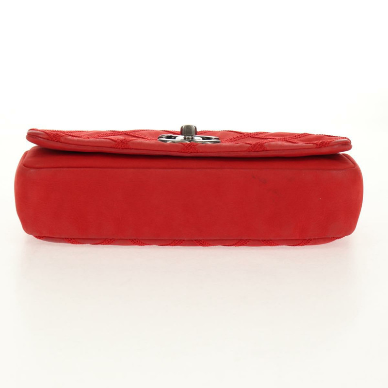 【日本直送】香奈兒 (CHANEL) 野性縫線鏈條肩背包，紅色皮革，CC標誌，貨號128522M-5