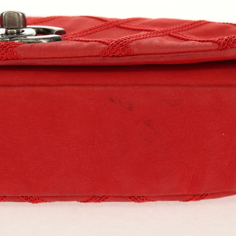 【日本直送】香奈兒 (CHANEL) 野性縫線鏈條肩背包，紅色皮革，CC標誌，貨號128522M-6