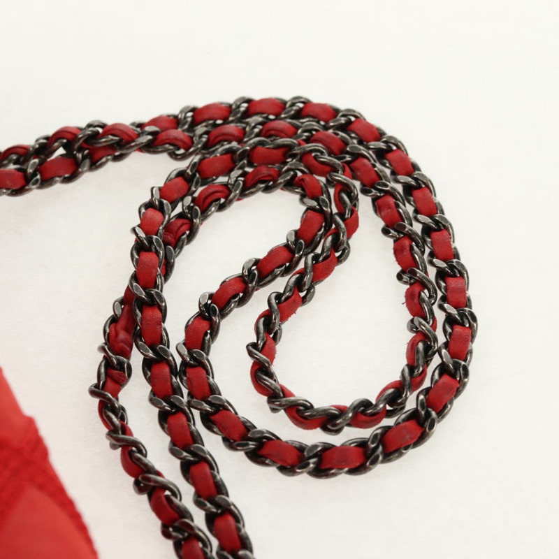 【日本直送】香奈兒 (CHANEL) 野性縫線鏈條肩背包，紅色皮革，CC標誌，貨號128522M-15