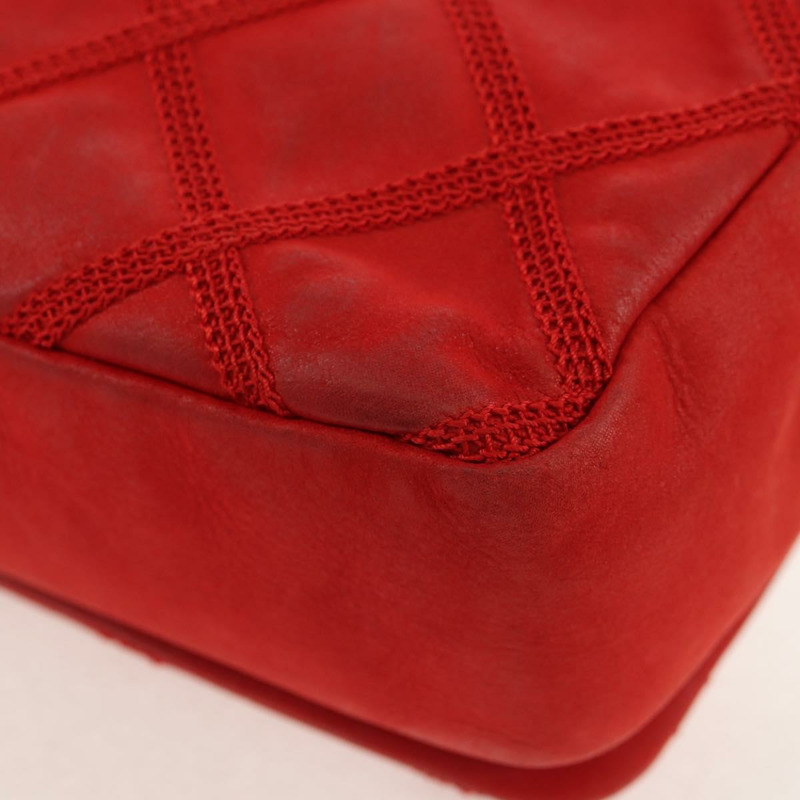 【日本直送】香奈兒 (CHANEL) 野性縫線鏈條肩背包，紅色皮革，CC標誌，貨號128522M-19