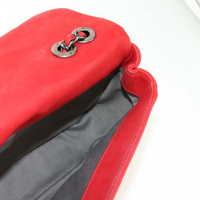 【日本直送】香奈兒 (CHANEL) 野性縫線鏈條肩背包，紅色皮革，CC標誌，貨號128522M-24