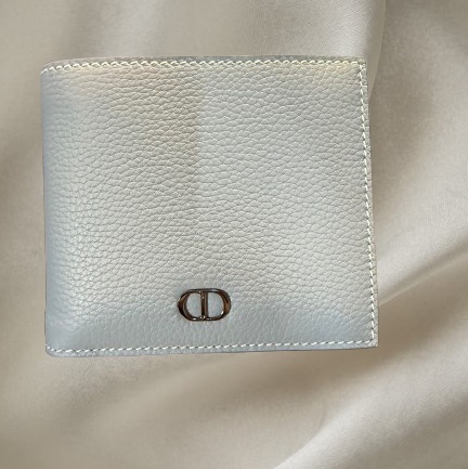Dior CD Icon雙摺錢包/灰藍色小牛皮-0