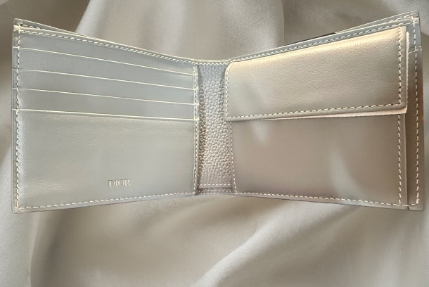 Dior CD Icon雙摺錢包/灰藍色小牛皮-6