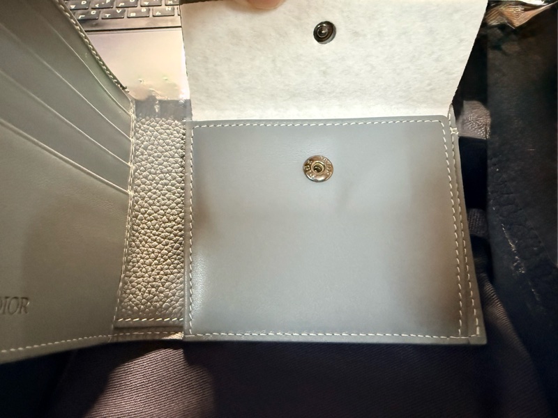 Dior CD Icon雙摺錢包/灰藍色小牛皮-7