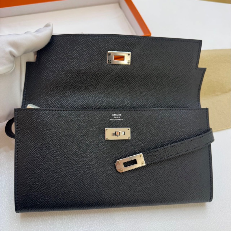 🌈Hermes🧡Kelly Wallet🧡黑色銀扣🌟全新未使用🌟Epsom皮🌟-1