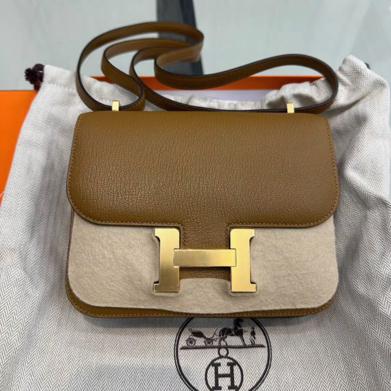 Hermes愛馬仕康康19 全️未使用 牛皮紙色 Epsom皮質+B刻+帶膜+全套-0