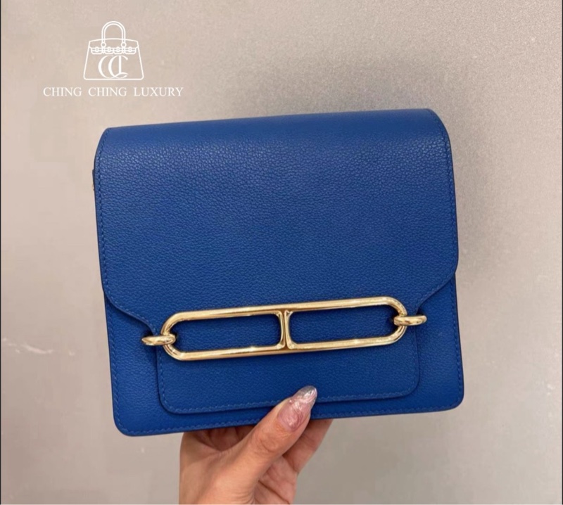 🌈Hermes💙Mini Roulis 19💙琉璃藍Bleu Zellige金扣🌟全套有單💙99新🌟evercolor皮🌟-0