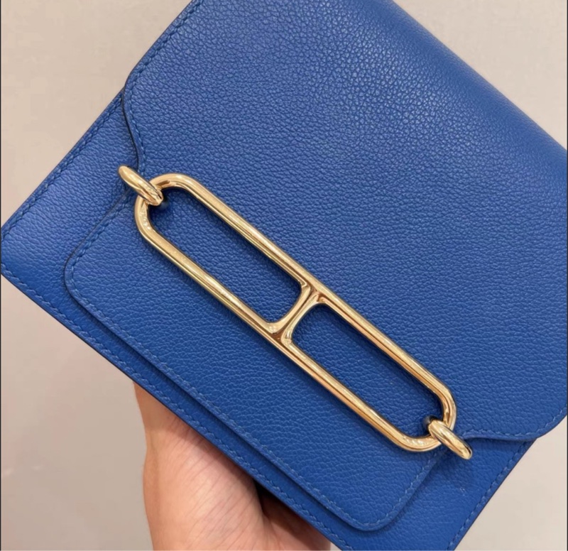 🌈Hermes💙Mini Roulis 19💙琉璃藍Bleu Zellige金扣🌟全套有單💙99新🌟evercolor皮🌟-1