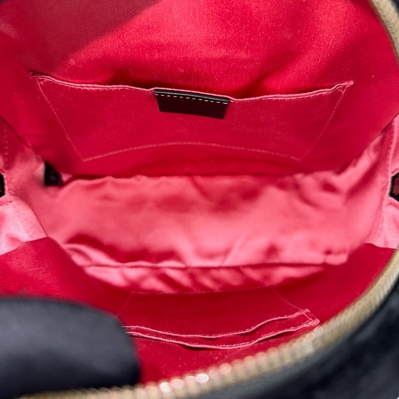 Gucci/古馳馬蒙黑金絲絨V紋星星鑽裝飾雙肩包 底長24cm寬9cm高25cm-5