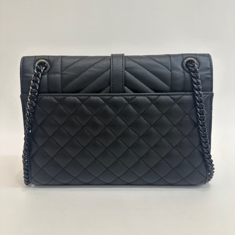 Saint laurent/聖羅蘭荔枝紋牛皮so black中號envelope信封包鏈條單肩斜挎包。-1