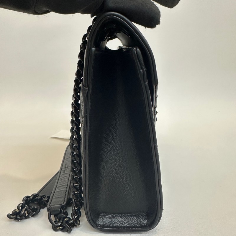 Saint laurent/聖羅蘭荔枝紋牛皮so black中號envelope信封包鏈條單肩斜挎包。-10