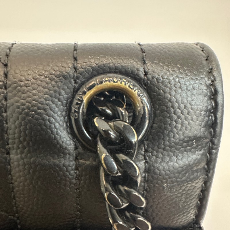 Saint laurent/聖羅蘭荔枝紋牛皮so black中號envelope信封包鏈條單肩斜挎包。-14