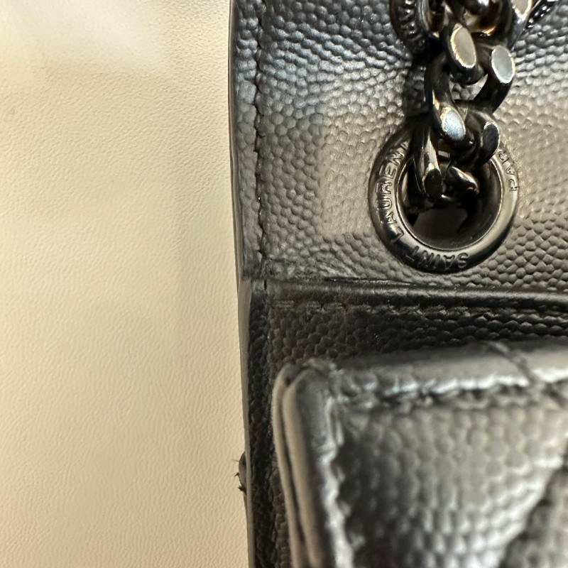 Saint laurent/聖羅蘭荔枝紋牛皮so black中號envelope信封包鏈條單肩斜挎包。-16