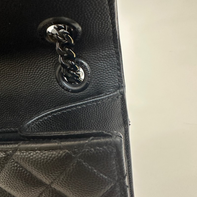 Saint laurent/聖羅蘭荔枝紋牛皮so black中號envelope信封包鏈條單肩斜挎包。-17