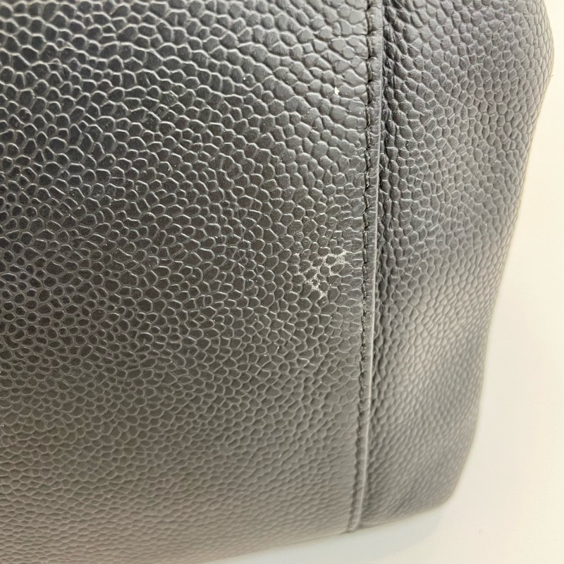 Chanel/香奈兒黑金荔枝牛皮中號gst鏈條單肩托特包。-11