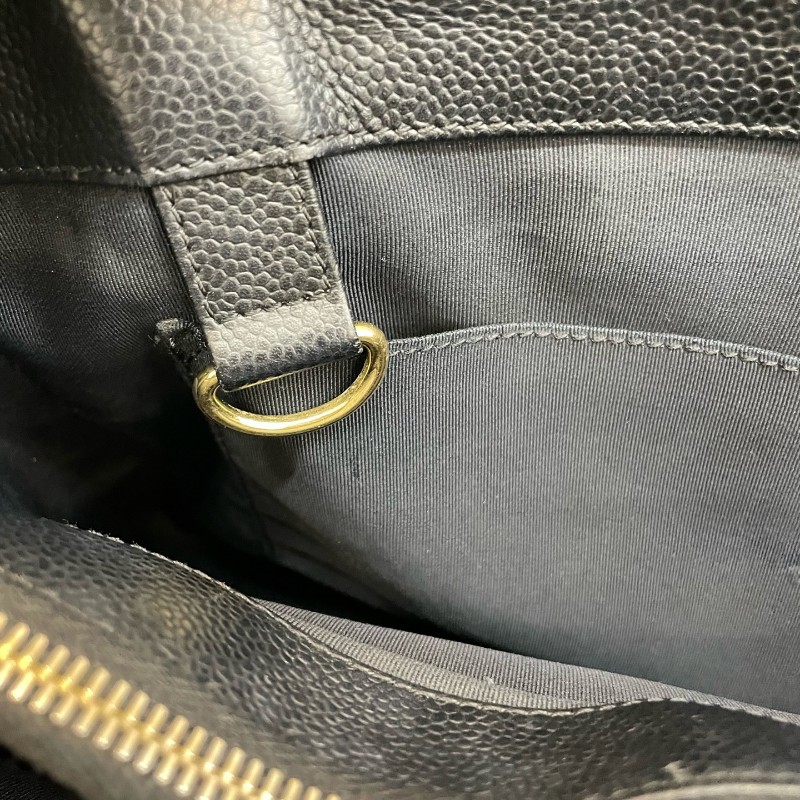 Chanel/香奈兒黑金荔枝牛皮中號gst鏈條單肩托特包。-12