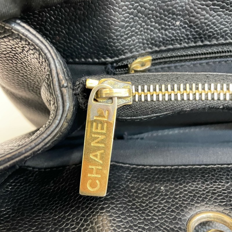 Chanel/香奈兒黑金荔枝牛皮中號gst鏈條單肩托特包。-14