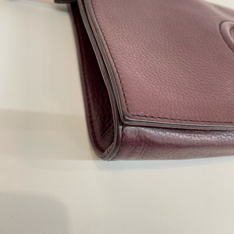 Gucci/古馳紫色荔枝牛皮大G流蘇soho手拿包。-9