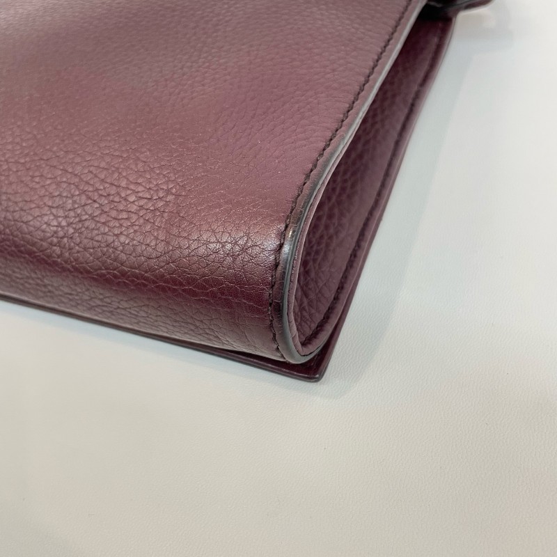 Gucci/古馳紫色荔枝牛皮大G流蘇soho手拿包。-10