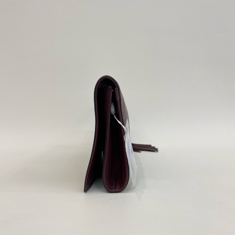 Gucci/古馳紫色荔枝牛皮大G流蘇soho手拿包。-14