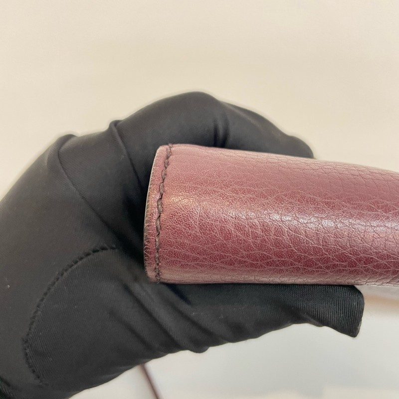 Gucci/古馳紫色荔枝牛皮大G流蘇soho手拿包。-15