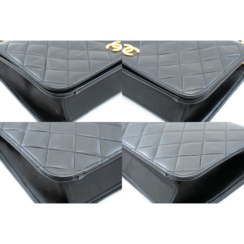 【日本直送】香奈兒黑色菱格紋羊皮全翻蓋鏈條肩背包/手拿包-5