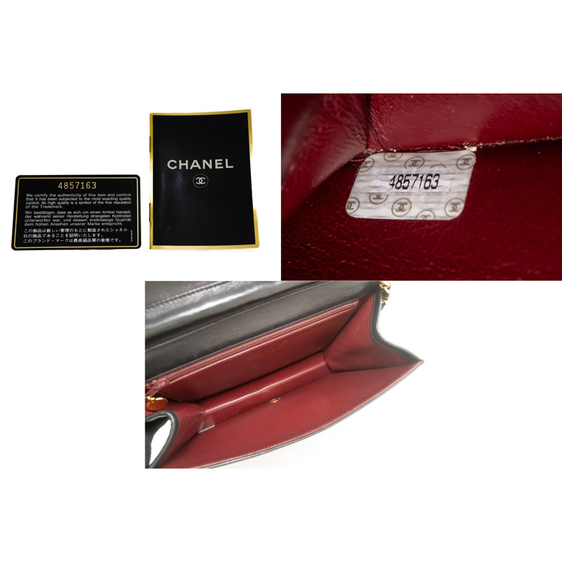 【日本直送】香奈兒黑色菱格紋羊皮全翻蓋鏈條肩背包/手拿包-8