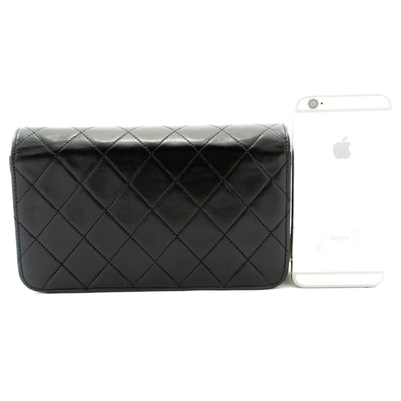 【日本直送】香奈兒黑色菱格紋全蓋小鏈條單背包/手拿包-2