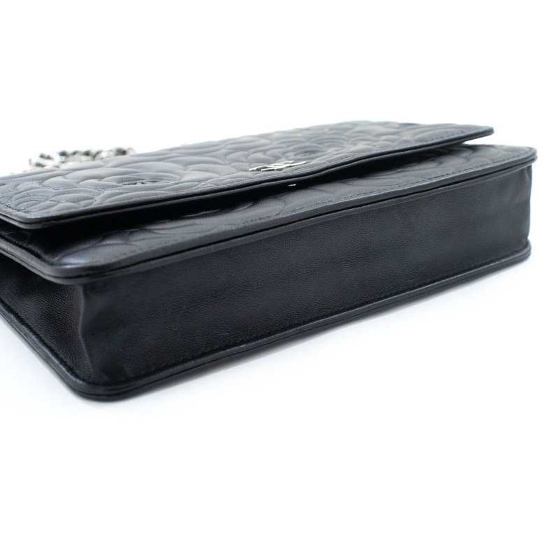 【日本直送】香奈兒黑山茶花壓花鏈條皮夾 WOC 肩包-3