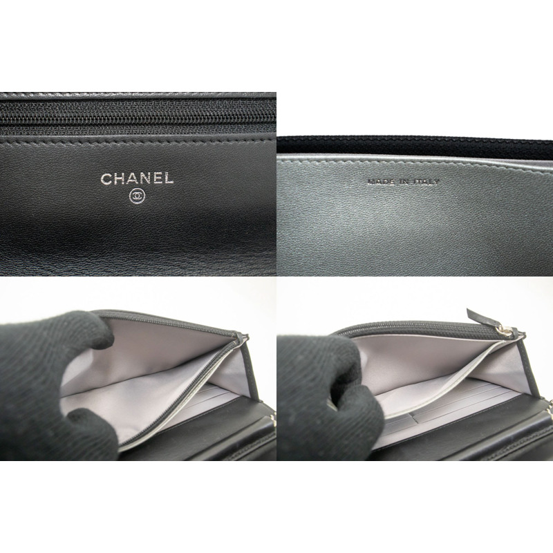 【日本直送】香奈兒黑山茶花壓花鏈條皮夾 WOC 肩包-7
