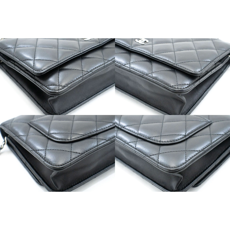 【日本直送】香奈兒黑色經典鏈條皮夾 WOC 單肩包 羊皮-5